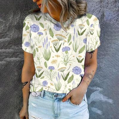 Summer Elegant Simplicity Printing T-Shirt New Popular Clothes Oversized T-Shirt Women's Round Neck Fashion Women's T-Shirt