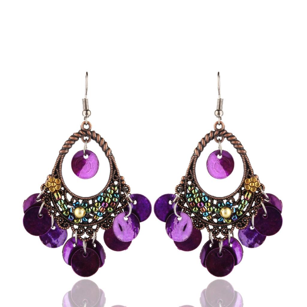 Retro ethnic style round hollow earrings Bohemian temperament elegant earrings niche fashion light luxury earrings women