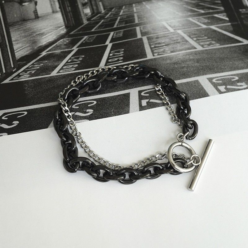 

Кансай Двухслойный Парный Браслет Хип-Хоп из Титановой Стали 18.5cm perimeter