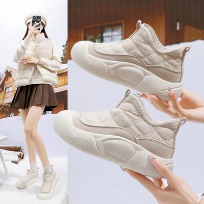 Women's Shoes Cotton Shoes Winter New Style with Plush Versatile Trendy Warm Thick Soled CasualCfor Female Students