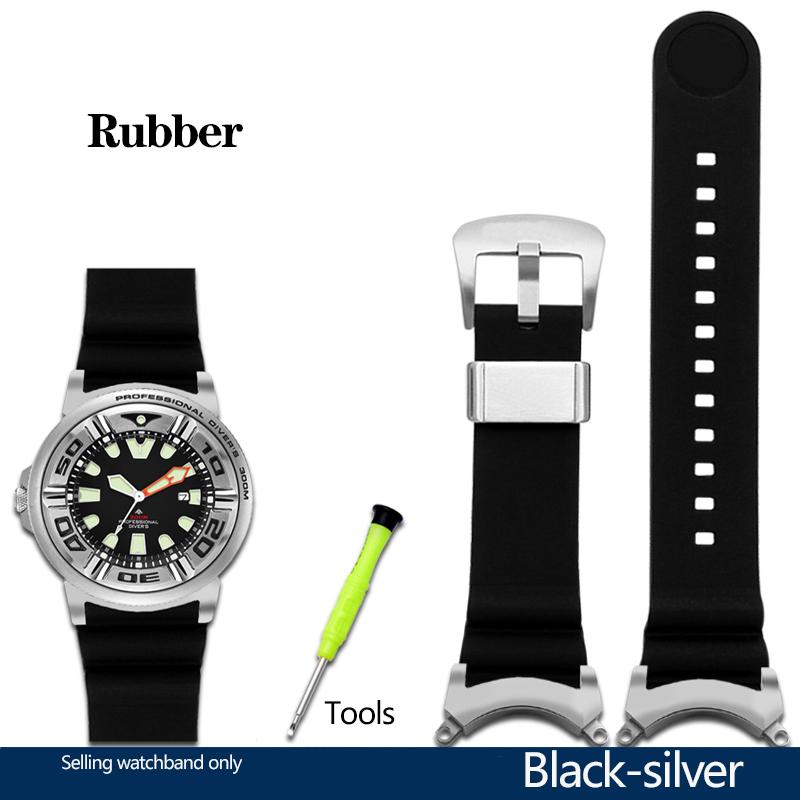 New Rubber Watchband For Citizen BJ8050 BJ8050-08E Stainless Steel Lug Little/Small Monster Modified Silicone Watch Band Strap