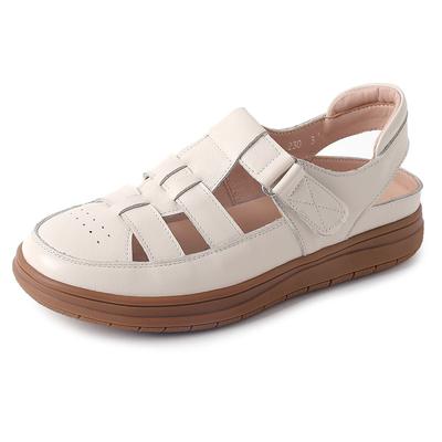 GKTINOO Echtes Leder Römische Sandalen 2025 Sommer Damen Sneaker Geschlossene Zehen Bequem Hohle Weiche Sohle Mama Schuhe Übergröße