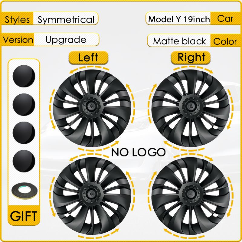 4PCS Hub Cap Car Replacement Wheel Cap 19 Inch Performance Automobile Hubcap Full Cover Accessories  for Tesla Model Y 2023 2024 LR matte black