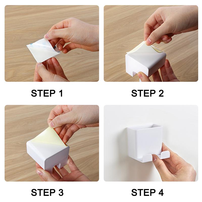 TV Air Remote Control Holder Wall-mounted Storage Box Mobile Phone Charging Stand With Plug Hook Storage Organiser For Home Desk