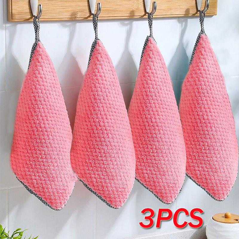 

Бытовые кухонные тряпки, гаджеты, полотенце из микрофибры, ткань для чистки, антипригарная ткань, утолщенная маслом, может впитывать стирку 3pcs красный