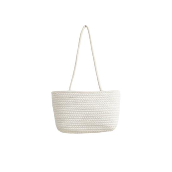 Rope Woven Storage Basket Boho Foldable Washable Hanging Baskets Multi-Tier Wall Mounted Organizer for Kitchen Produce Nursery Decor
