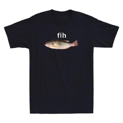"""Fih" Lustiges falsch geschriebenes Fisch-Meme, Einfacher Humor Witz Herren Kurzarm-T-Shirt Unisex T-Shirt"""
