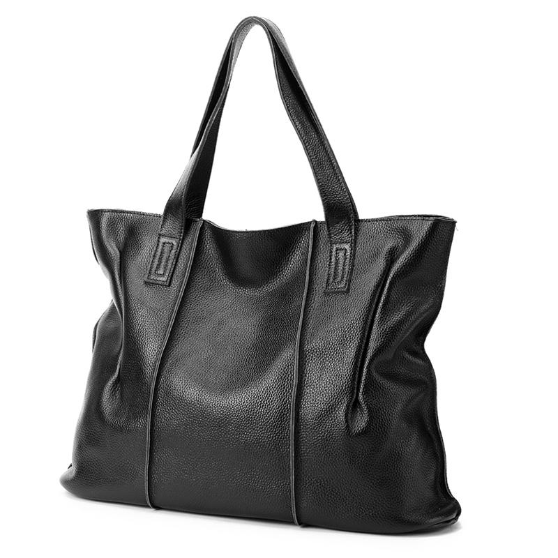 

Luxury Brand Real 100% Soft Cowhide Leather Women s Tote Bags Large Capacity Shoulder Bag Shopping Casual Travel Bags Versatile 44x14x30cm чёрный