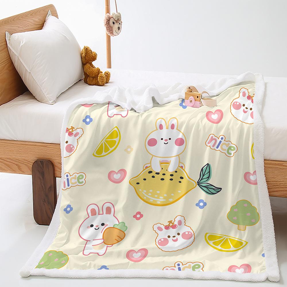 Blanket Cute Illustration Korean Blanket Lamb Fleece Crystal Fleece Blanket Four Seasons