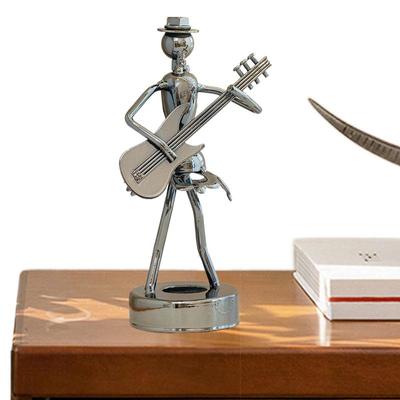 Retro Iron Sculpture Band Instrument Musician Figure Doll Model Crafts Ornaments Home Decoration Accessories Gift