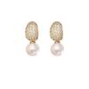 Light Luxury Zircon Pearl Earclips, High-end Retro Zircon Earrings, Niche Design Temperament Earrings, Simple Earrings