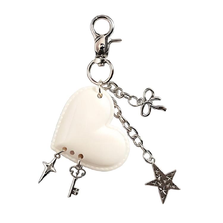 

Unique Heart Star Bowknot Themed Keychain Stylish Decoration For Bags Keys Acrylic Pendant For Everyday Carry белый