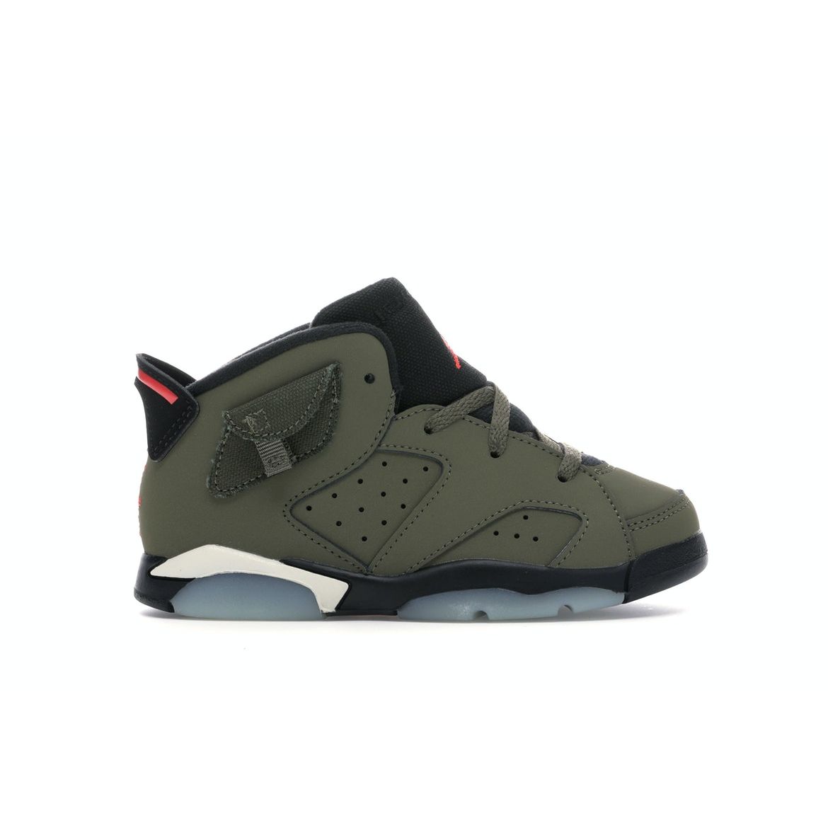 

Детские кроссовки Travis Scott x Air Jordan 6 Retro TD Olive Green Medium-Oliver Black CQ3567-200