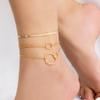Metal Circle Chain Geometric Foot Decoration Simple Double Ring Snake Bone Chain Set Anklet Women