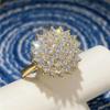 Luxury Elegant Big Flower Zircon Ring for Women Sparkling Cubic Zirconia Sunflower Finger Rings Wedding Promise Bridal Jewelry