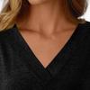 Women's Casual Fashion Brushed Color Long-sleeved V-neck Top T-shirt