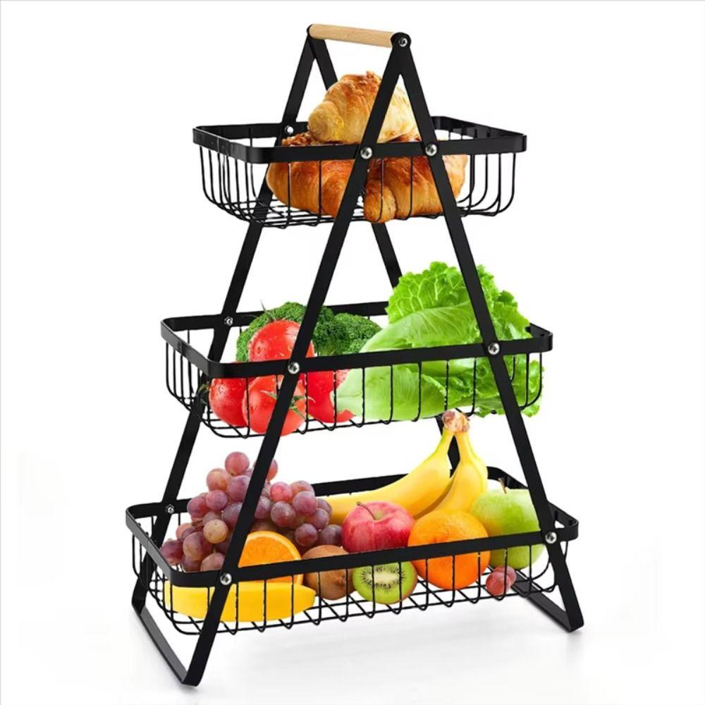 3-Tiers Design Kitchen Organizer Space-Saving Vegetable Storage Basket  Countertop Storage