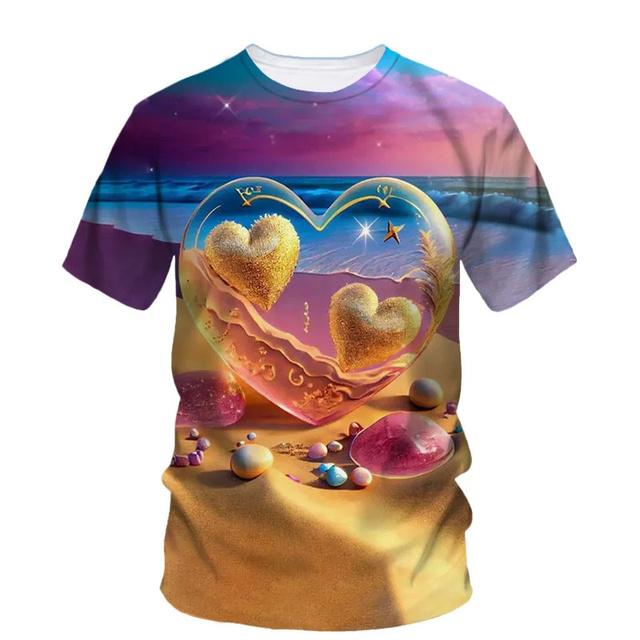 Sommer 3D Schöne Strand Ansicht Druck T Shirt Star Fish Asteroidea Grafik T-shirts Für Männer Mode T-shirts Kleidung