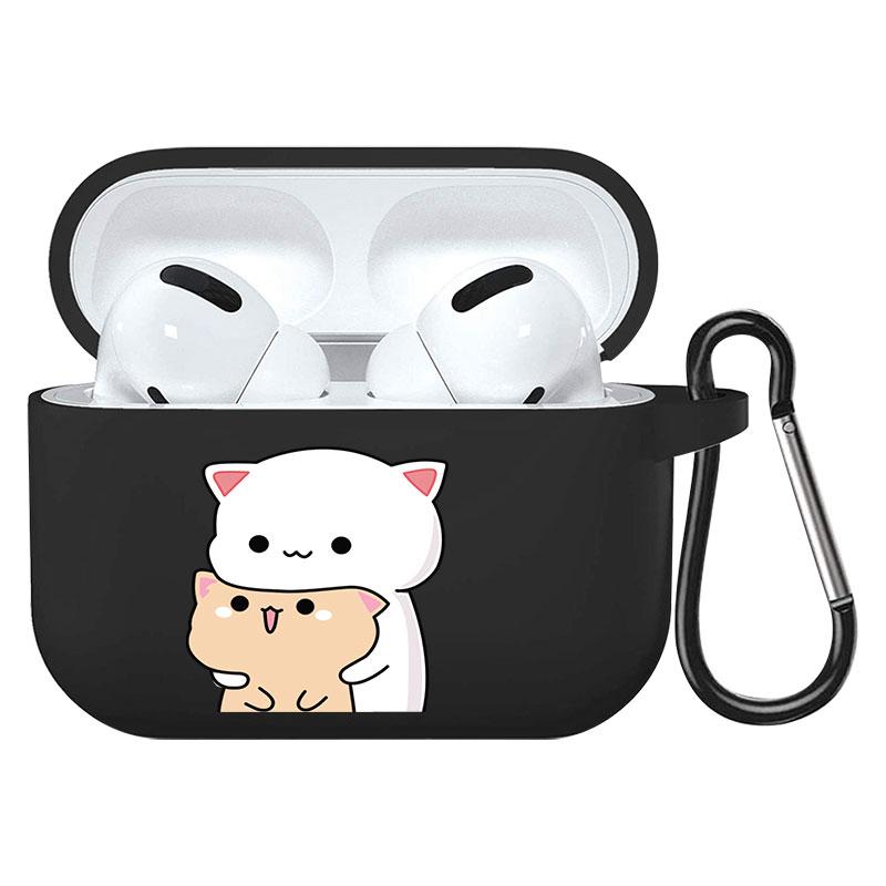 קריקטורה חמוד חיות מחמד כלב חתול בעל חיים ינשוף צמח פרחי אפל עבור אפל AirPods 2 3 כיסויי אוזניות חסינות זעזועים שחורות AirPods Pro Funds Cover