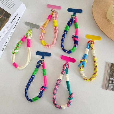 Anti-Loss Mobile Phone Lanyard Strap Hanging Chain Ring Cord With Patch Wrist Strap Detachable Rope Keychain