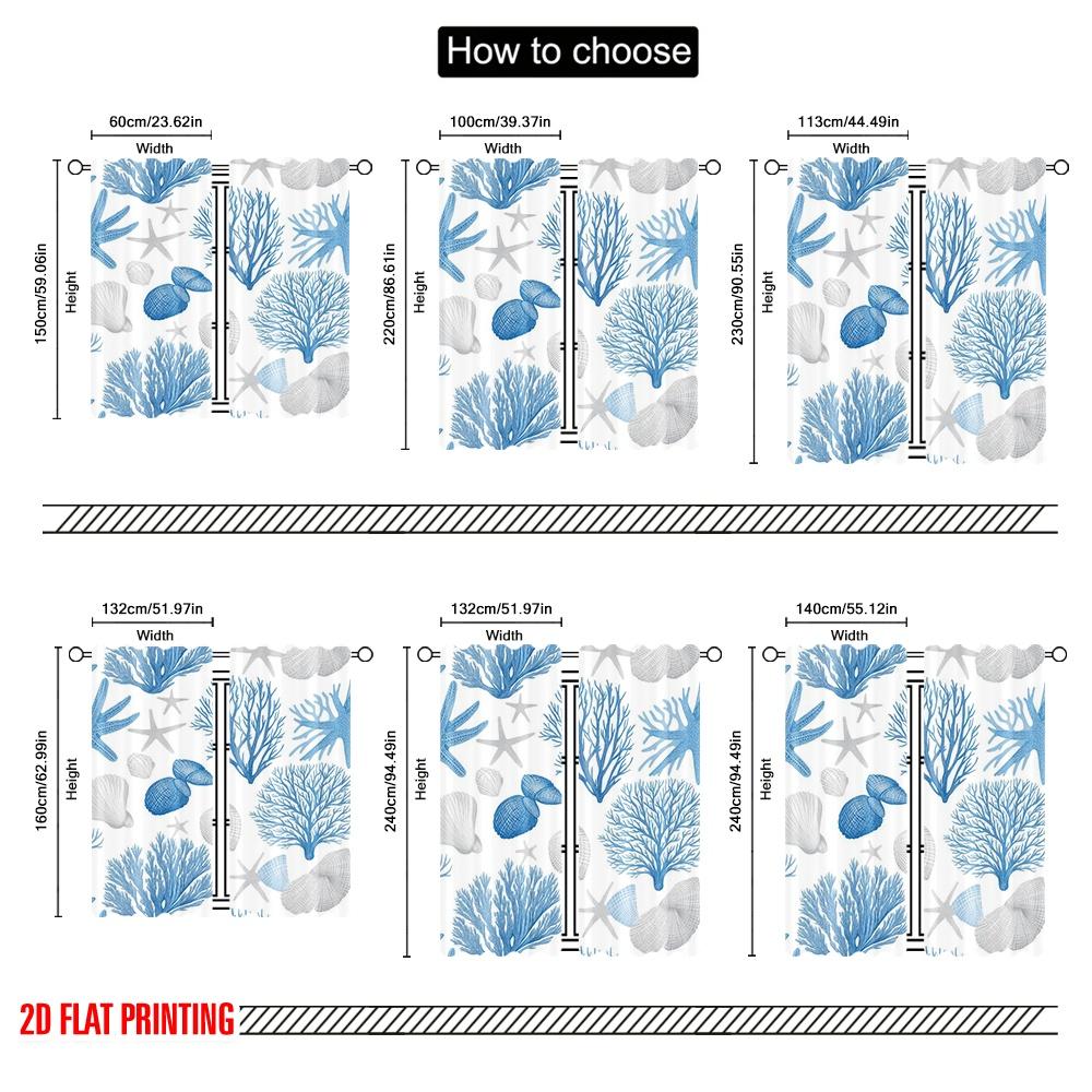 2pcs,2D Plane Printing Creative Curtains Ocean Treasures Durable Polyester (without Rod) Holiday Perfect for Bedroom & Living