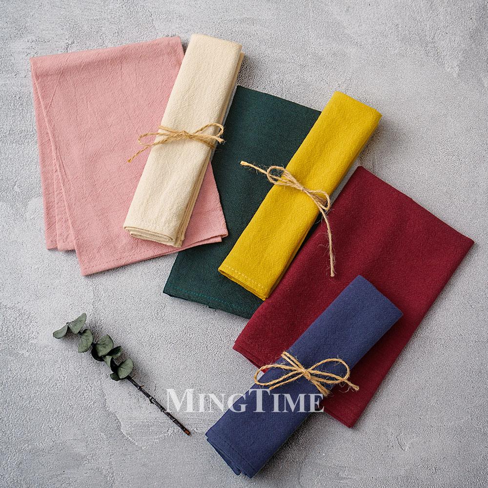 10PCS Cloth Napkins 40x40cm Plain Washed Cotton Absorbent Reusable Table Napkin for Wedding Baby Shower Dinner Party Gatherings