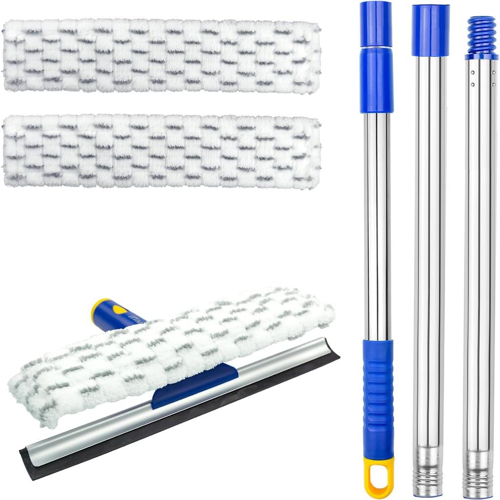 ITTAHO Window Window Microfiber Window Glass Water Cleaning Adjustable Extension Pole Condensation Glass Bathroom Window Cleaning Set Double-Sided