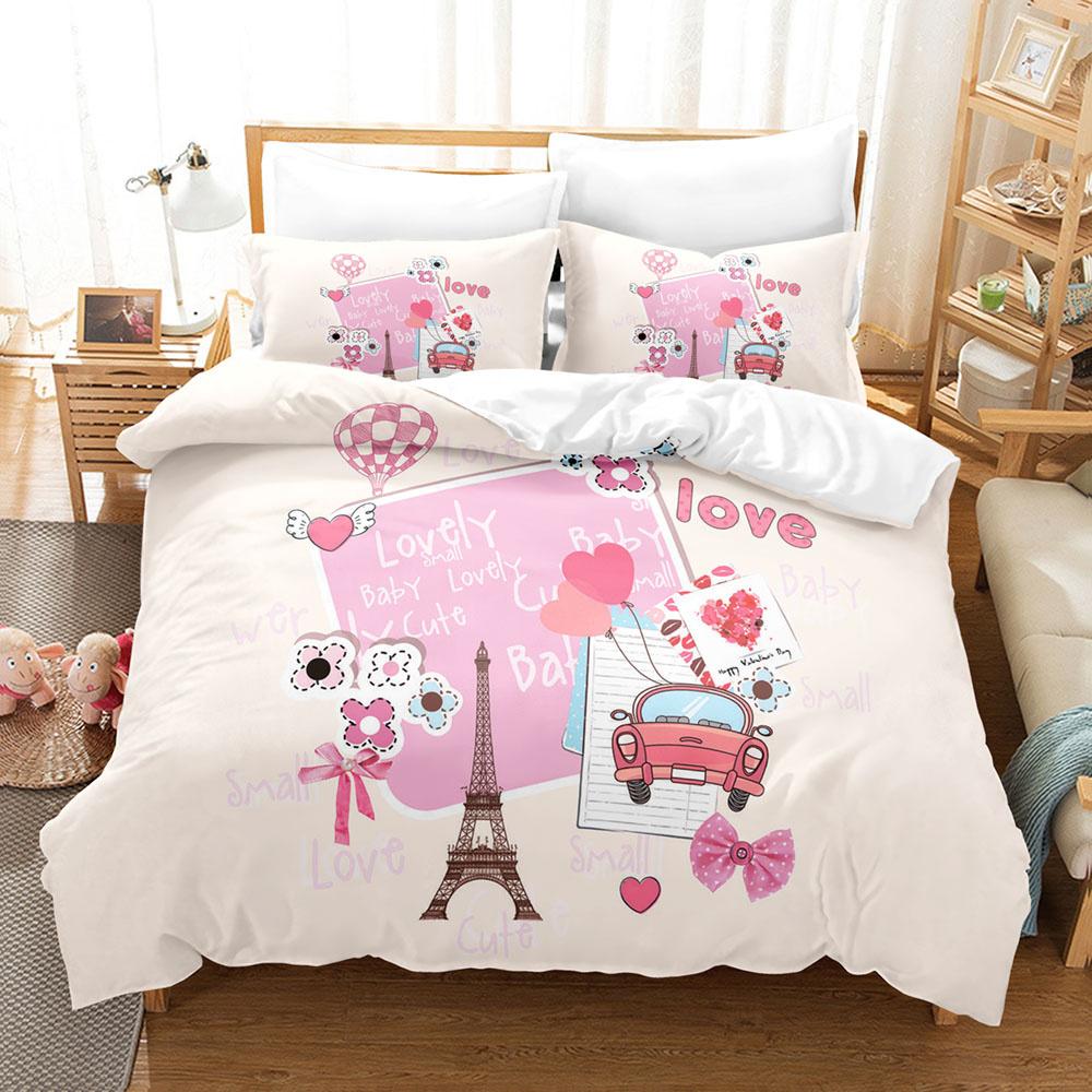 Розовый комплект постельного белья Романтическая тематика Любовь Сердце Свадебный — фото 9