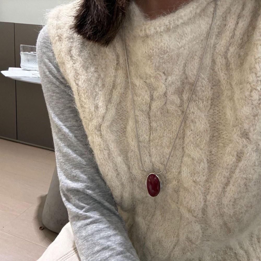 Retro Necklace for Women Advanced Stone Pendant Necklace Trendy Sweater Chain  Clothing Accessories