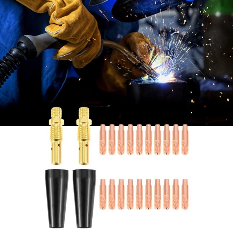 24Pcs Welding Nozzle Kit High Conductivity Copper Strong Rubber Closed Advice Professional Welders