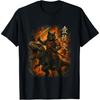 Samurai Cat Riding Dinosaur Japanese Black Cat Kanji T-Shirt(1)
