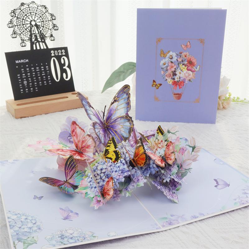 Creative Birthday Festival Universal Three-dimensional Greeting Card Butterfly Flowers Father's Day 3D Card High-end Teacher's Day Gift