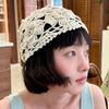 Bohemian Style Crochet Flower Knitted Hat Thin Woven Cap Sweet Hollowed Out Beanie Cap  Outdoor