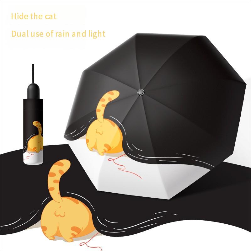 Three-Fold Eight-Bone Cute Animal Cartoon Children'S Folding Umbrella For Students' Special Lightweight And Easy-To-Carry Umbrel
