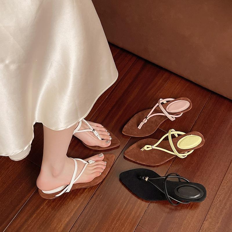 Niche Can Wear Two Pointed Sandals for Women's New Versatile Casual Temperament Low-heeled Flip-flops Sandals Tide