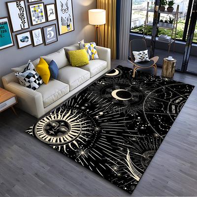 Cosmic Sun and Moon Design Carpet with Astrological Elements Suitable for Use As an Anti-slip Game Mat for Living Room and Bedroom Sofas