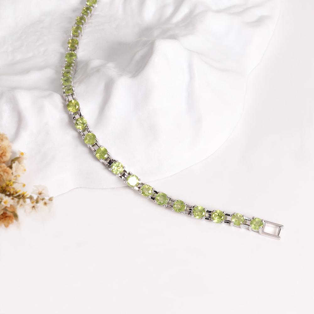 Luxury Design Natural Green Peridot Bracelet 925 Silver Jewelry for Women Wedding & Banquet & Holiday Gifts
