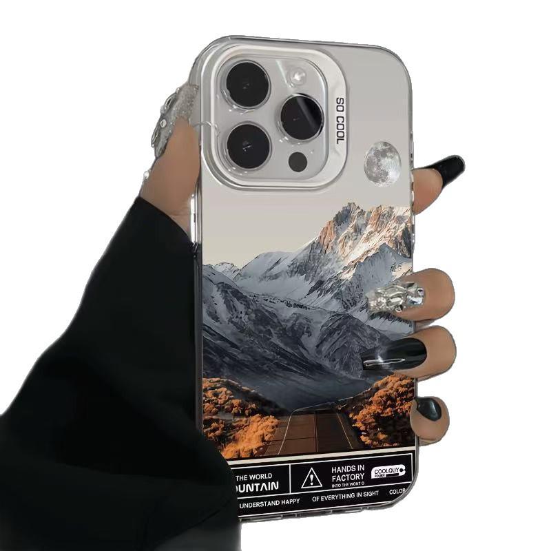 European & American High-End Snow Mountain Phone Case for iPhone 13, 14, 15 Pro Max, 16, and 17
