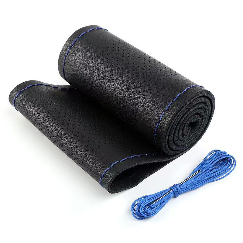 Echt Leer Lamsvel Handgestikt Stuurwielhoes - Ultradun, Zacht, Antislip, Slijtvast, Universeel voor Alle Seizoenen