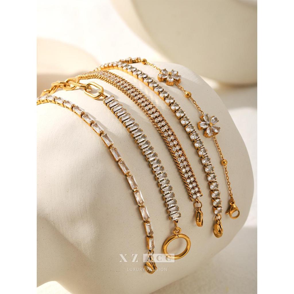 Bransoletka ze stali nierdzewnej pozłacana 18k – Klasyczny minimalistyczny styl europejski i amerykański, nieblaknąca biżuteria damska.