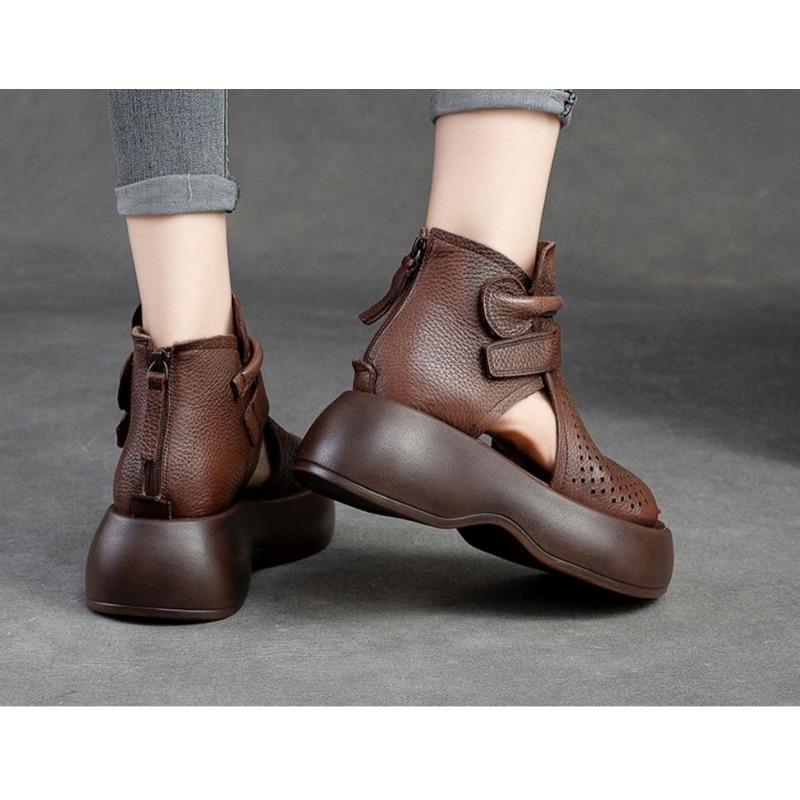 Women Roman Fashion Slope Heel Dress Sandals Open Toe Buckle Summer Shoes