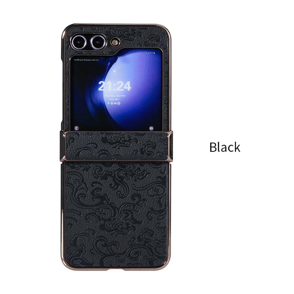 

Retro Dargon PU Leather Case for Samsung Galaxy Z Flip 6 3 4 5 Flip6 ZFlip 5 Business Plating PC Hinge Protection Phone Cover For Samsung Z Flip 6