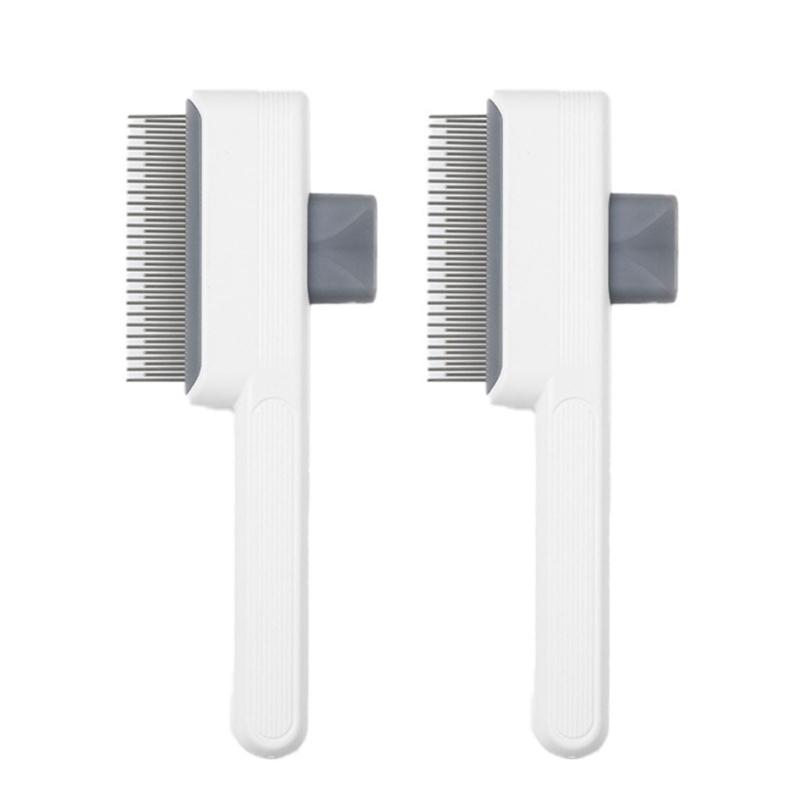 SelfCleaning Pet Detangling Brush Fine Teeth Hair Comb For Small to Large Dog Loose Furs Deshedding Grooming Tool 2pcs