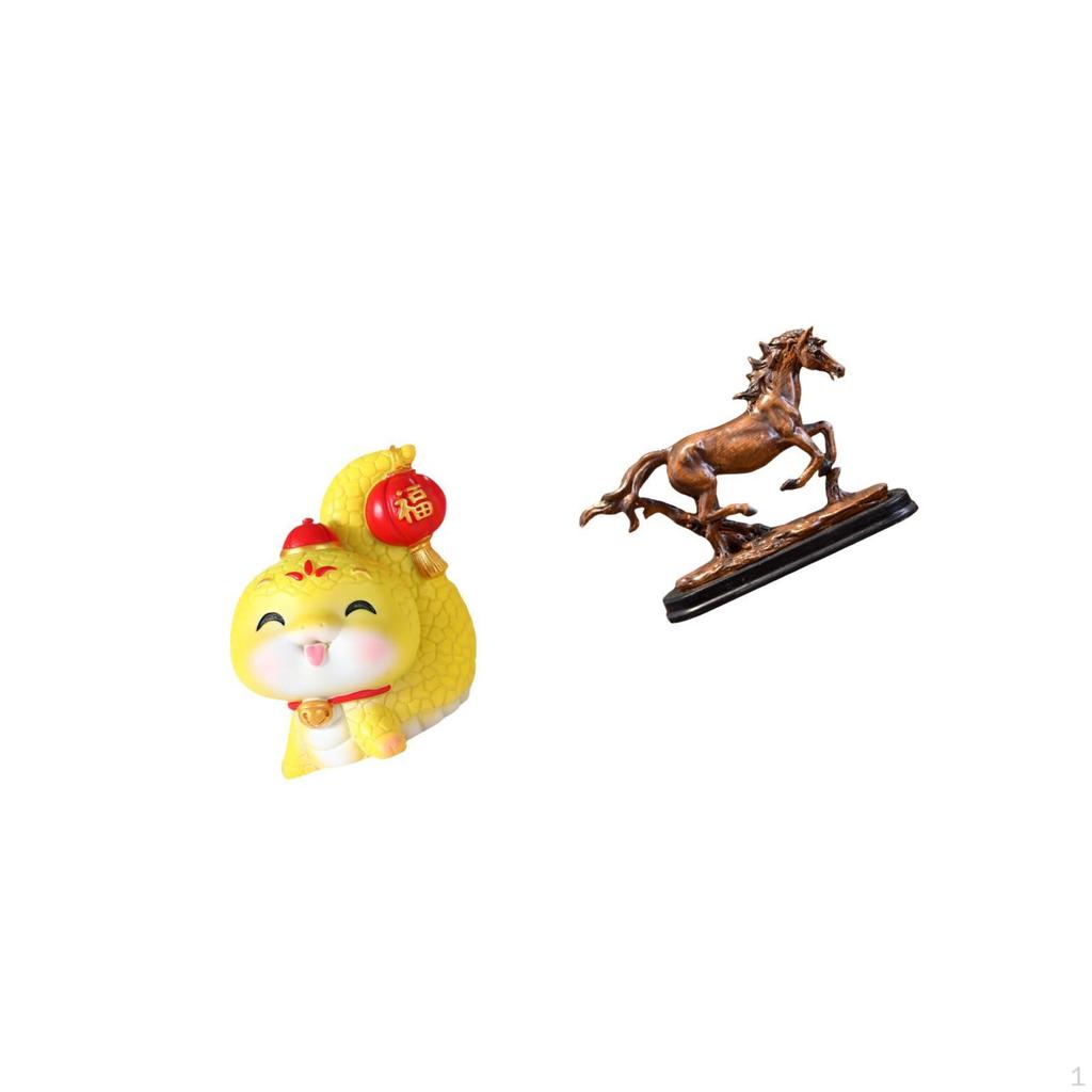 Cartoon Snake Horse Statue Decorative Figurine Resin Tabletop Ornament for Shelf Desk Centerpiece