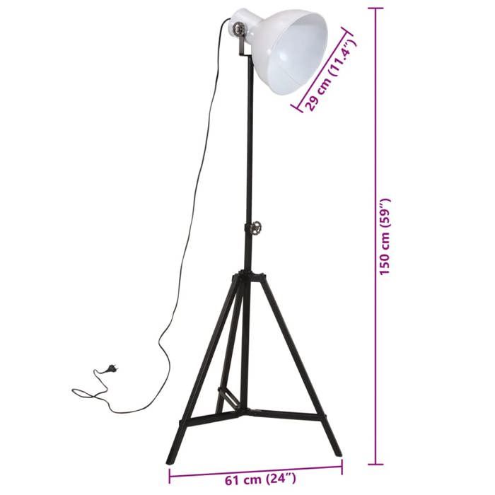VidaXL Lampadaire 25 W blanc 61x61x90/150 cm E27, lampe, lampe sur pied, lampe industrielle, lumière, lampe de lecture, 371865