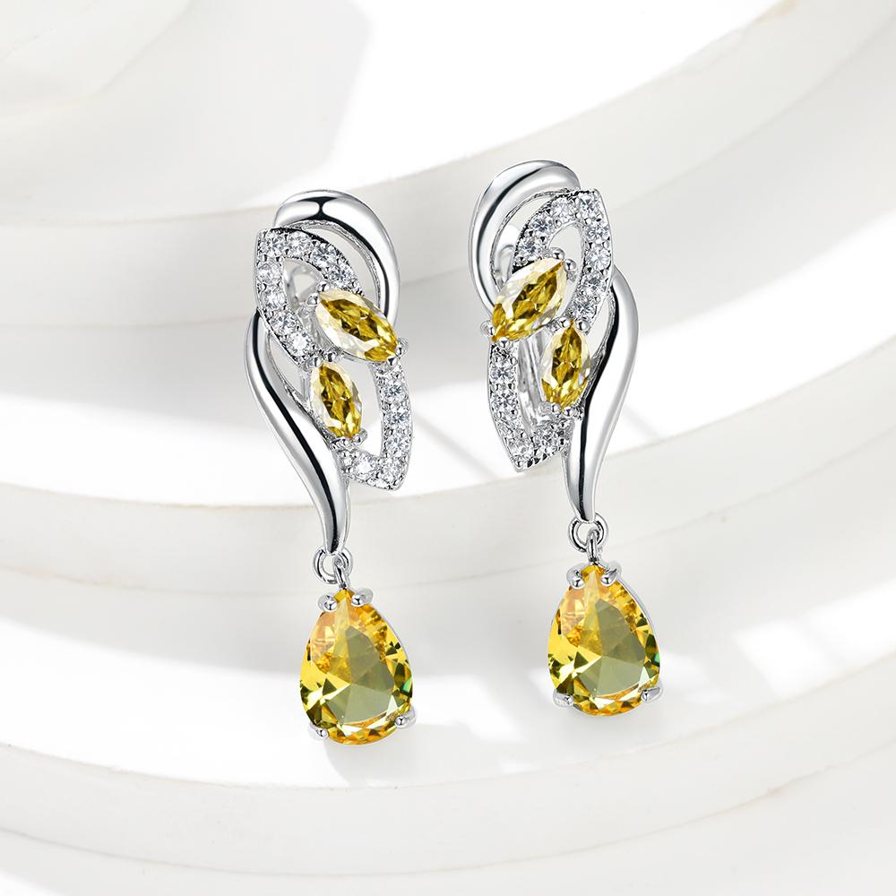 Buy Fashion Silver Gold Color Pear Cut Aqua Blue Glass Dangle Drop