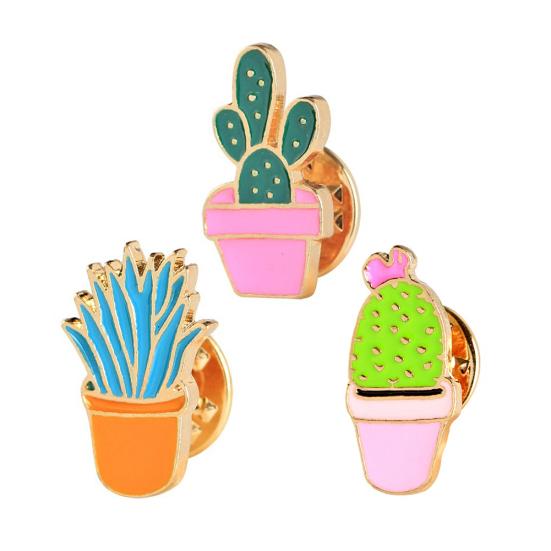 Cactus Planta în ghiveci Email Femei Cămașă Costum Broșă Guler Pin Emblema