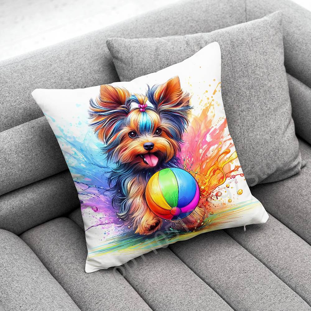 Yorkshire Terrier Dog Puppy Throw Pillow Case For 30x30cm 40x40cm 45x45cm 50x50cm 55x55cm Square Sofa Pillowcase Shell