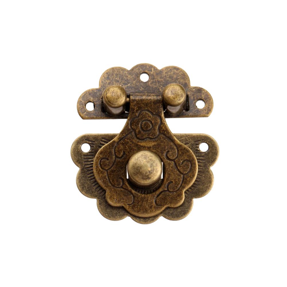 4pcs Antique Bronze Hasps Lock Decorative Jewelry Wood Box Padlock with Screw