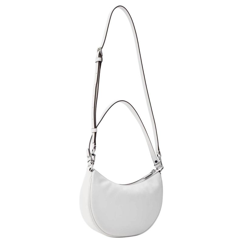 Michael Kors Kyla Kayla Crescent Silhouette Full Grain Tumbled Leather Handbag Small Women's Optical White